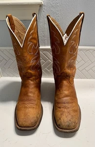 TWISTED X Herren Abgenutzt Rüschenschaft Eckige Zehe Braun Leder Cowboystiefel 8D - Bild 1 von 14