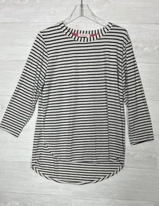 Fresh Produce XL schwarz weiß gestreift gesprenkelt Langarm Damen Top - Bild 1 von 8