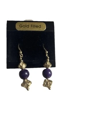 Pendientes colgantes rellenos de oro.  Foto 1 de 4