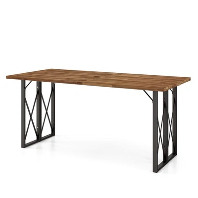 Patio 67" Rectangle Table Heavy-Duty Acacia Wood Dining Table with Umbrella Hole - Image 1 of 4