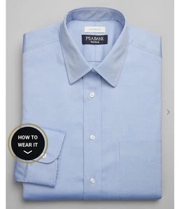 Jos. A. Bank Traveler Collection Slim Fit Spread Collar Solid Blue Dress Shirt - Picture 1 of 7