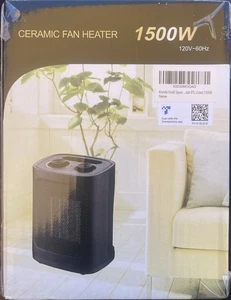 NEW Kismile Portable Ceramic Fan Heater 1500W 120-60Hz Black Adj Theroststsat - Picture 1 of 5