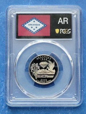 2003 S 25C CLAD ARKANSAS QUARTER PCGS PR69DCAM. - Image 1 of 4