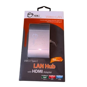 SIIG LAN Hub W/ HDMI / Ethernet Adapter Video + LAN USB 3.1 Type-C NEW 4K Ready - Afbeelding 1 van 9