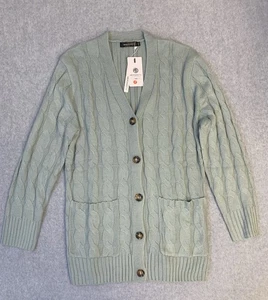 MEROKEETY Cardigan Maglione Lungo Donna XXL Maglia Salvia Leggera Bottoni Cabincore - Foto 1 di 13