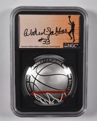 PF70 2020-P Basketball HOF $1 NGC Kareem Abdul Jabbar Commemorative Signed - Image 1 of 4