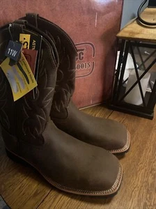 AdTec Men's 9858 12" Steel Square Toe Western Work Boots, 11W Cowboy Leather NEW - Picture 1 of 9