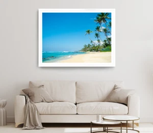 Plam Trees Print, Sea Wall Art, Sea Shore & Waves Framed Beach Wall Art,Coastal - Bild 1 von 5