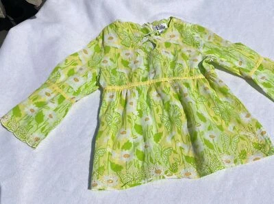 Lilly Pulitzer Shirt Girls 12 Green Long Sleeve Floral Top Lightweight Cotton - Image 1 of 4