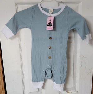 Newborn Baby One Piece Knit Jumpsuit Crew Neck Long Sleeve Buttons Long Romper - Picture 1 of 8