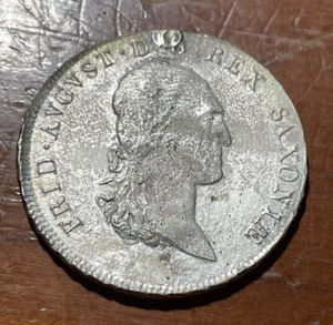 German States 1808 SAXONY 2/3 Thaler - SILVER COIN - Nice Details Damaged - Picture 1 of 2