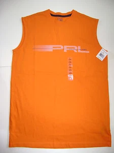 NWT POLO RALPH LAUREN BOYS TANK TOP SLEEVELESS SHIRT size L 14 /16 ORANGE COTTON - Picture 1 of 5