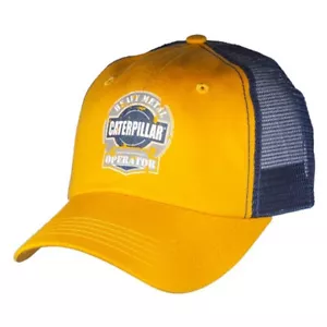 Caterpillar CAT Heavy Metal Operator Gold Front Navy Mesh Snapback Cap/Hat - Picture 1 of 1