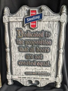 Vintage STERLING BEER Advertising Sign Foil Cardboard Sign Dedicated Proposition - Picture 1 of 4