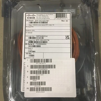 NEW SEALED GENUINE CISCO SFP-10G-AOC7M - 10GBASE Active Optical Cable 7M - Image 1 of 2