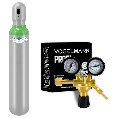 Vogelmann Gasflasche MIX ARGON+CO2 8L Schutzgas Schweißgas MIG Gasregler PROFI
