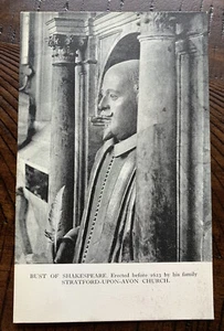 Busto de postal vintage de Shakespeare en la iglesia de Stratford-Upon-Avon - Imagen 1 de 3