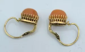 Antike Gold Ohrringe mit Koralle Jugendstil - Bild 1 von 4