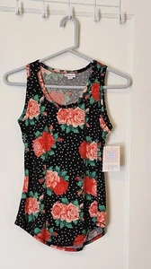 LuLaRoe Ladies Tank Top Black Red Flowers Roses Polka Dot Size Small NWT - Picture 1 of 6