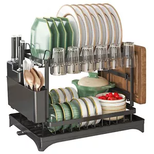 Kitchen 2 Tier Dish Drying Rack Dish Drainers for Kitchen Counter Large Dishe... - Picture 1 of 8