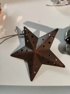 4" Brown Barn Star 3D Double Sided Great Primitive Tree Hanger - Picture 1 of 1