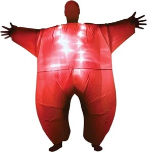 Adult Inflatable Red LIGHT UP Megamorph Costume Blow Up Glow Fat Chub Suit - Picture 1 of 6