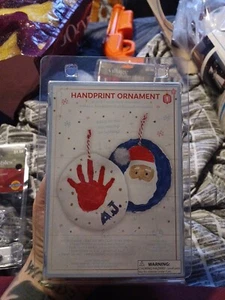 Clay Handprint Debossed Santa Christmas Ornaments Kits 6.5 in diameter Brand New - Picture 1 of 3