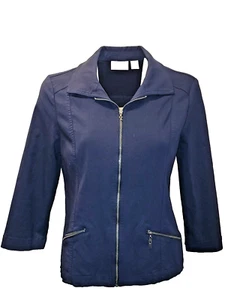 Chico’s Women's Size 1 (US 8-10) Blue Zip Front Pockets Jacket - Picture 1 of 12