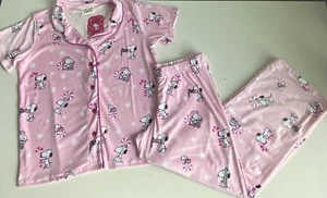 Munki Munki Peanuts Snoopy Terciopelo PJ Set Navidad Bastón de Caramelo Rosa Para Mujer Talla XL - Imagen 1 de 12