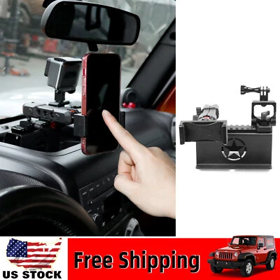 Soporte de teléfono de riel deslizante de aluminio para Jeep Wrangler JK JKU 2012+ montaje de cámara Foto 1 de 4