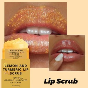 Kurkuma Lippenpeeling, Zitrone Kurkuma Lippenpeeling für trockene, rissige Lippen - Bild 1 von 14