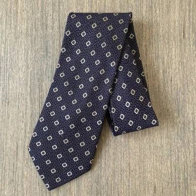 Giorgio Armani Cravatte Blue & Gold Silk & Wool Blend Neck Tie 3.5”x54” - Italy - Image 1 of 4