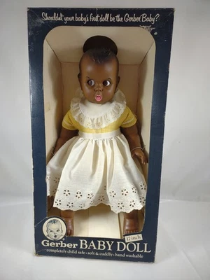 Muñeca bebé Gerber negra AA con ojos coquetos en traje amarillo 18" con caja (A48) Foto 1 de 4