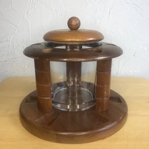SUPPORTO 6 PIPE vintage DUK-IT in vero noce con vetro trasparente HUMIDOR prodotti McDonald - Foto 1 di 12