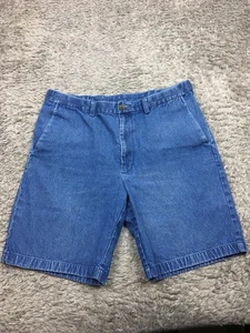 VTG Haggar Comfort Cotton Jean Shorts Mens Size 36 Blue Denim Elastic Band 3 - Picture 1 of 16