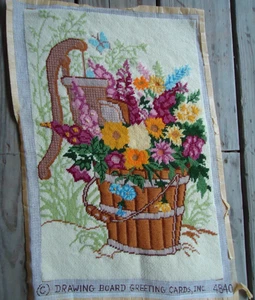 VTG Bucilla Country Flowers 4840 Complete Floral Bouquet Basket Needle Work READ - Imagen 1 de 13