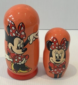 Minnie Mouse Russian Dolls- 18cm (Set Of 2) Orange Disney VGC - Bild 1 von 4