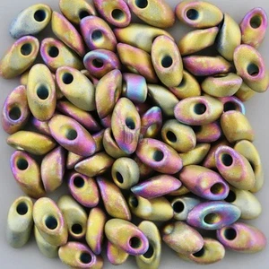 Miyuki Long Magatama Beads, Nickel Plated AB # 190FR ~ 8.5 Grams - Picture 1 of 1