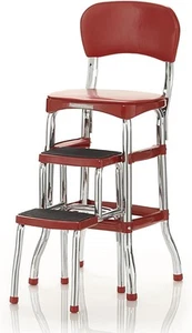 Cosco Retro Counter Chair/Step Stool, Red - Comfortable, Stylish, Multi-Purpose - Picture 1 of 6