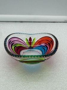 Kleine Kunst Glas Schmuck Schale Schale Regenbogen Design - Bild 1 von 8