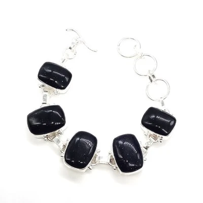 Pulsera Joyería Piedra Sol Azul Octágono Piedras Preciosas Brillantes 7 L945 Foto 1 de 4