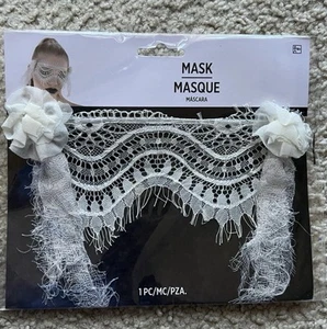 White Lace Eye Mask Suit Yourself Fancy Dress Halloween Adult Costume Accessory - Picture 1 of 1