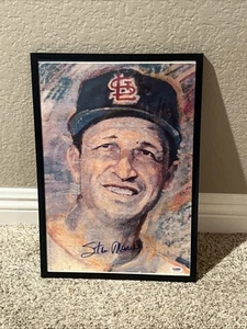 Stan Musial Signed Litho Art Framed 11x16 PSA/DNA Certified Authentic Autograph - Picture 1 of 7