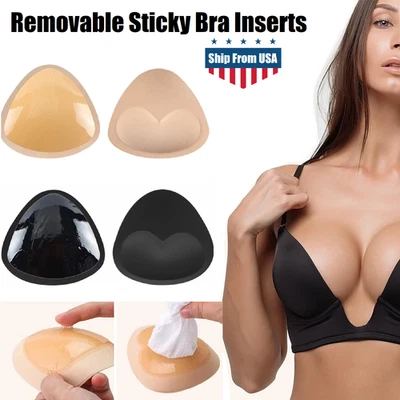 2× Sticky Bra Inserts Breast Lift Pads Push Up Removable Adhesive Bra Enhancer - Image 1 of 4