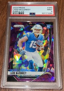 2024 Ladd McConkey Panini Prizm Viola Gelato/225 PSA 9 come nuovo Rookie RC - Foto 1 di 2