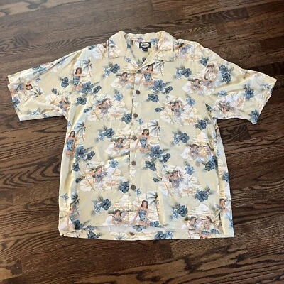 Tommy Bahama Rayon Girl Hula Girl Floral Short Sleeve Button Up Shirt Large - Image 1 of 4