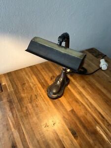 Klavierlampe Leselampe Tischlampe antik Messing Jugendstil 20 cm breiter Schirm
