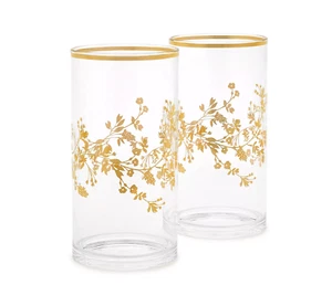 CHARTER CLUB GILDED DECORATIVE VASE CYLINDER GOLD FLOWER CENTERPIECE 2 PCS NIB - Picture 1 of 8