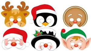 12 Christmas Party Masks - Picture 1 of 1