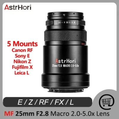 AstrHori 25mm F2.8 2x-5x Ultra Macro MF Lens for Canon Nikon Sony Fuji L Mount - Image 1 of 4